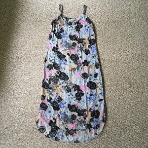 Asos Slip Dress Size 6 Small Floral Blue Midi Length Pink Cottage Fairy